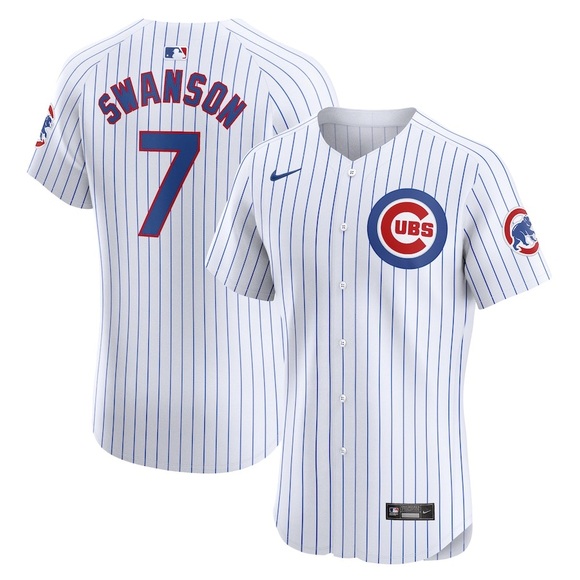 Dansby Swanson Chicago Cubs Nike Home Elite Player Jersey - White - Picture 7 of 7